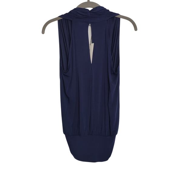 NWT Amour Vert Sz XS Navy Blue Surplice Sleeveless Top Keyhole Draped Modal - Picture 6 of 6